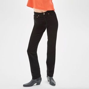 Aritzia Denim Forum The Arlo High Rise Straight Jeans 28L, 24W in Black Eyeliner